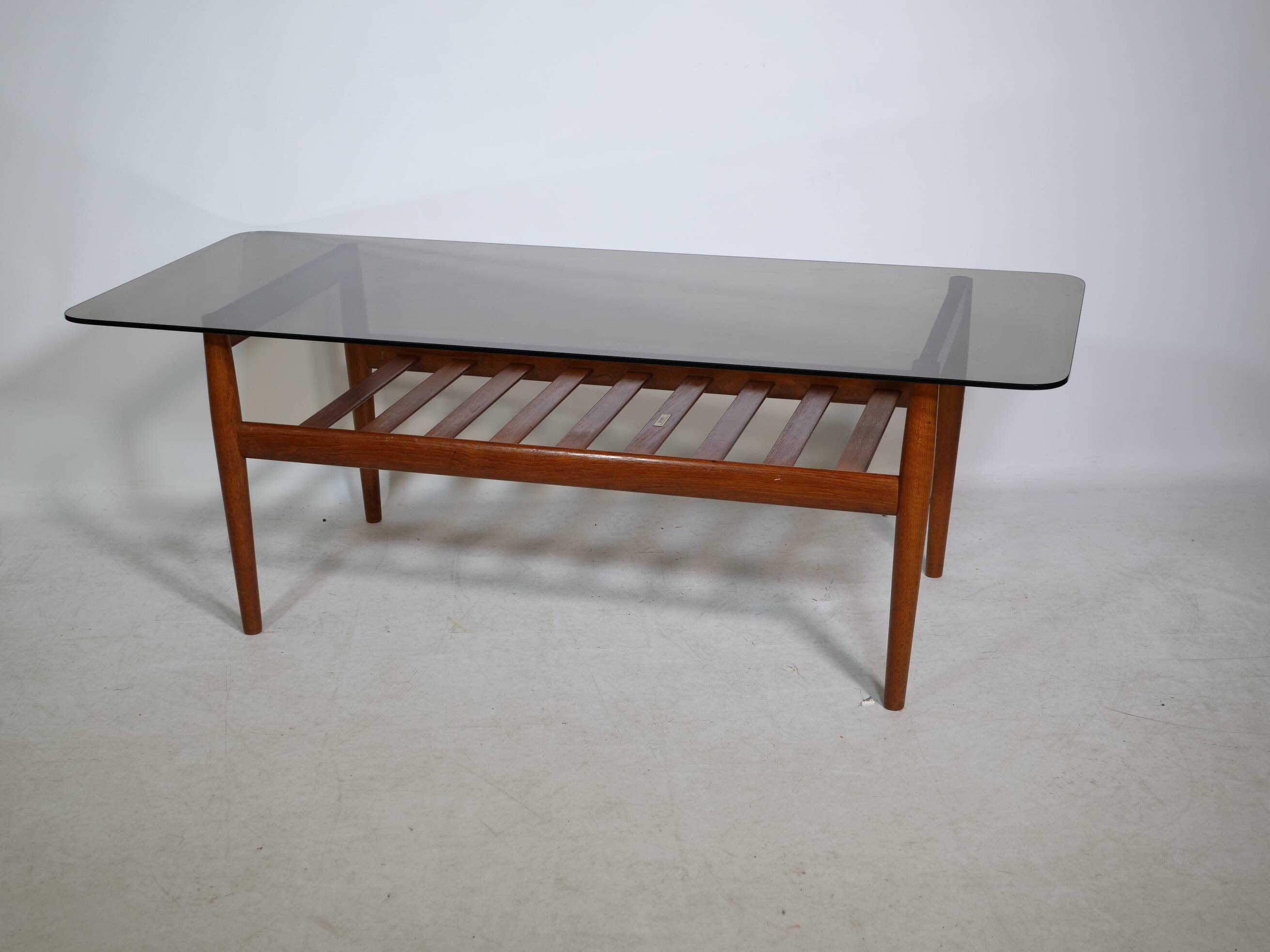 Mid-Century Design Teak Coffee Table with Smoked Glass by Möbel Mann, 1960s