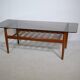 Mid-Century Design Teak Coffee Table with Smoked Glass by Möbel Mann, 1960s