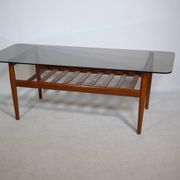 Mid-Century Design Teak Coffee Table with Smoked Glass by Möbel Mann, 1960s