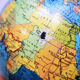 Earth globe tripod Taride glass 1966