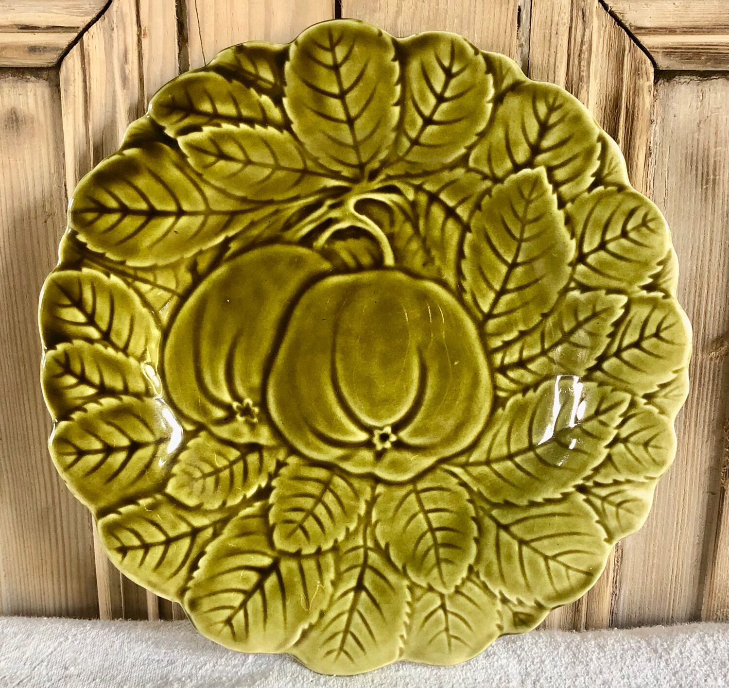 6 old Sarreguemines slip plates