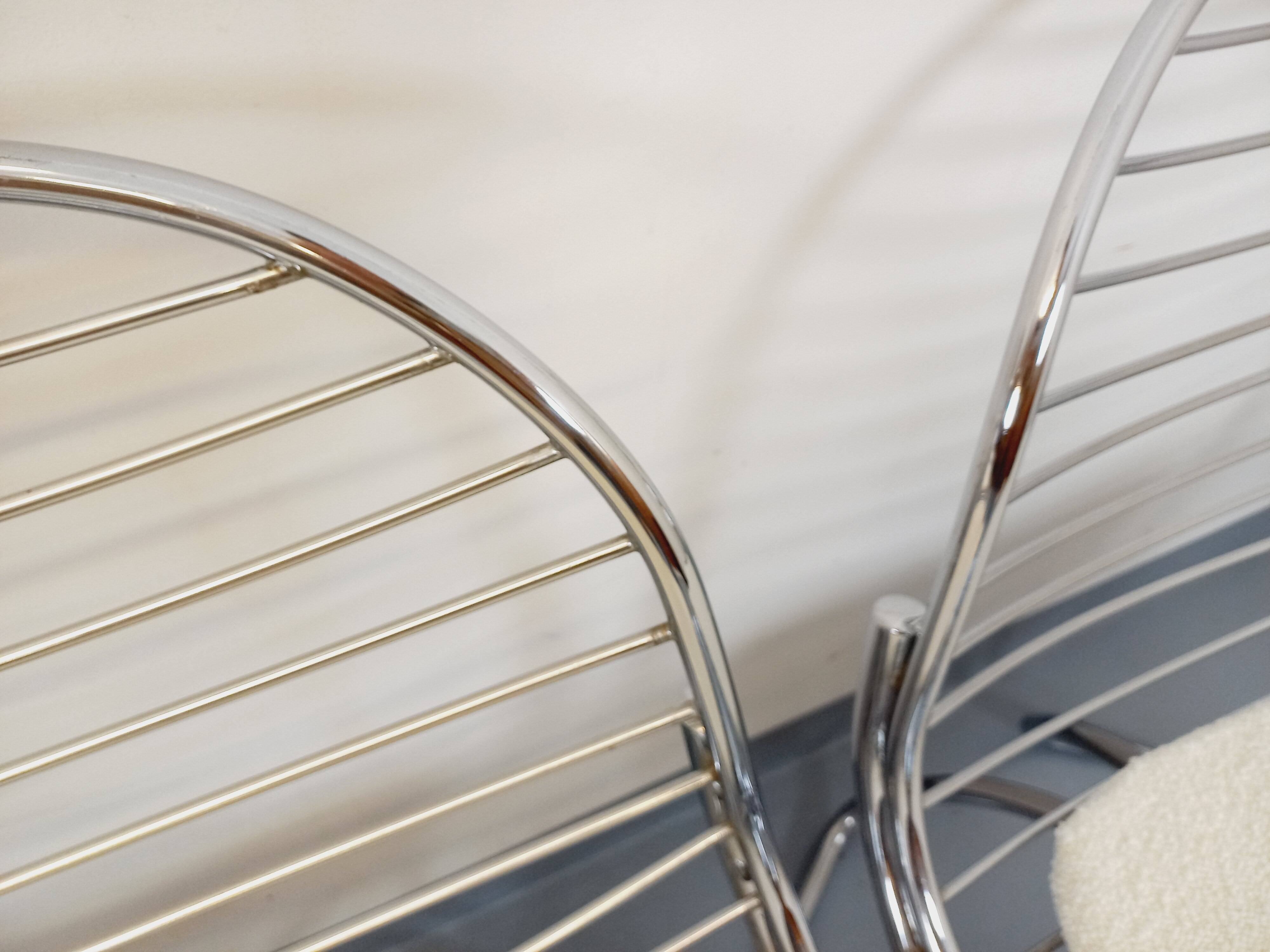 Set of 4 vintage Italian Gastone Rinaldi style chairs in chrome metal