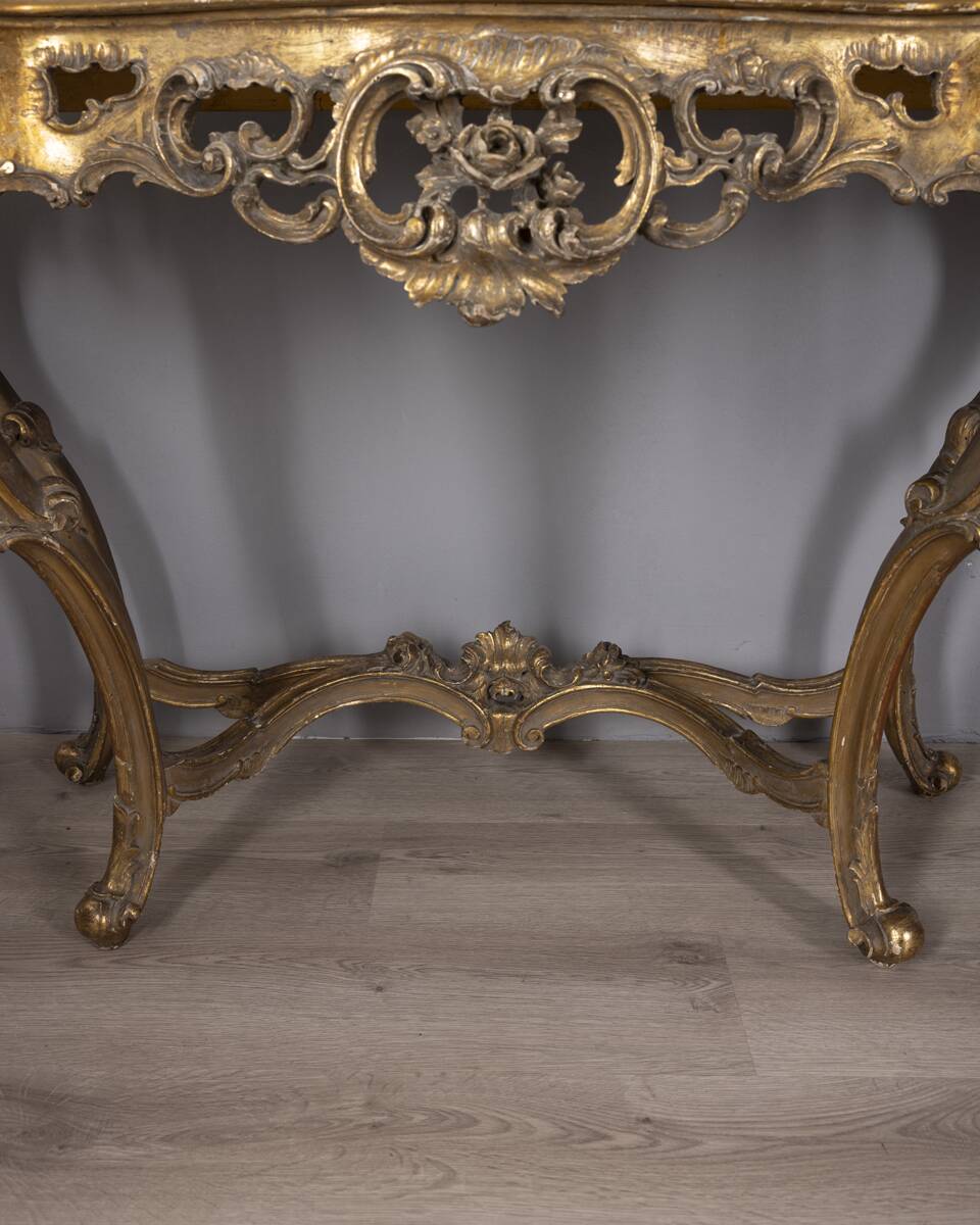 Antique classic console in wood decorated with mirror from the late 19th