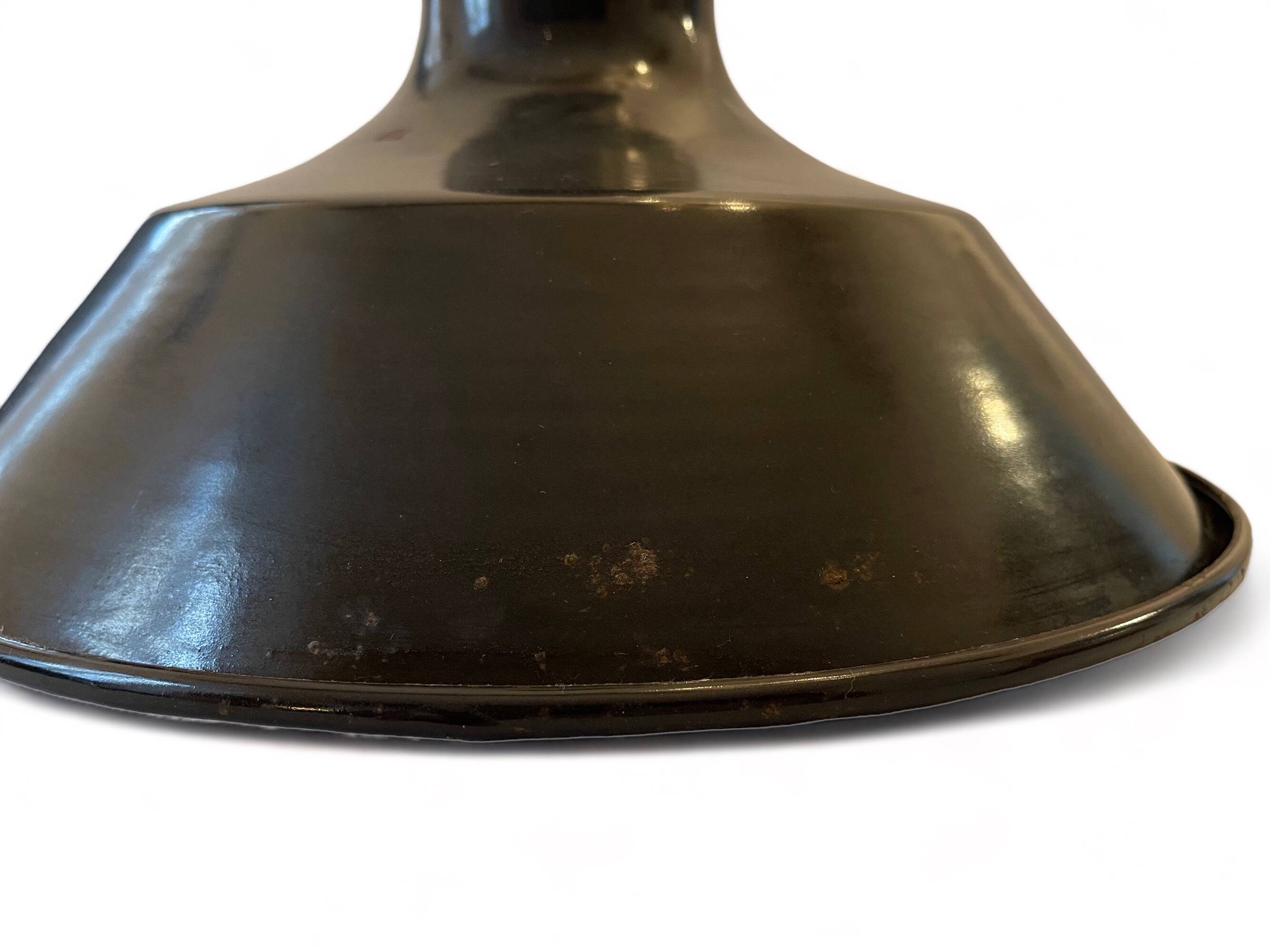 Large industrial lampshade in black enameled sheet metal, vintage 1950 N1
