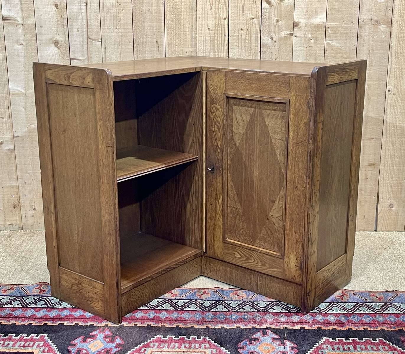 1950s oak corner cabinet