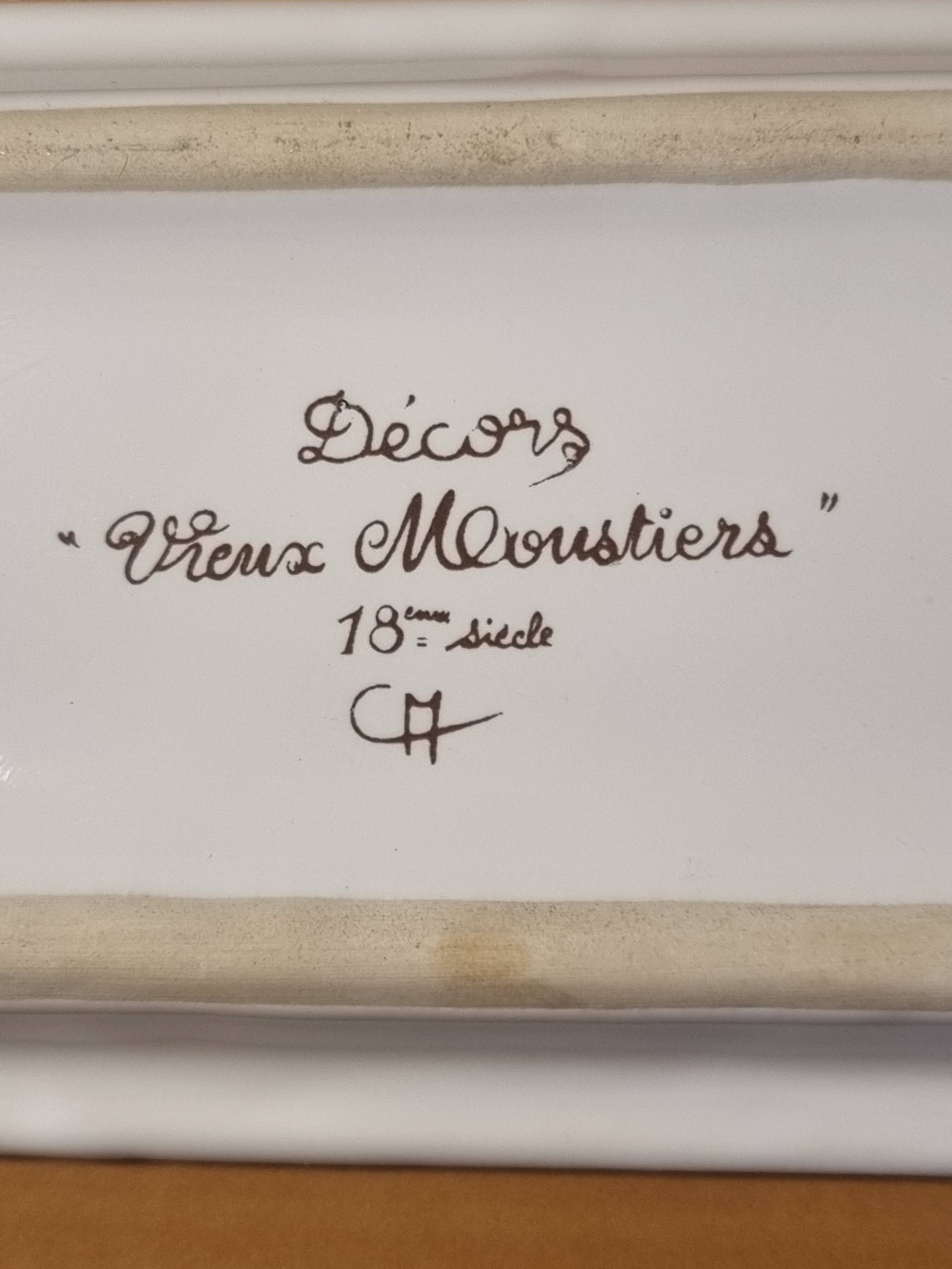 Spoon holder tray with old Moustiers decor