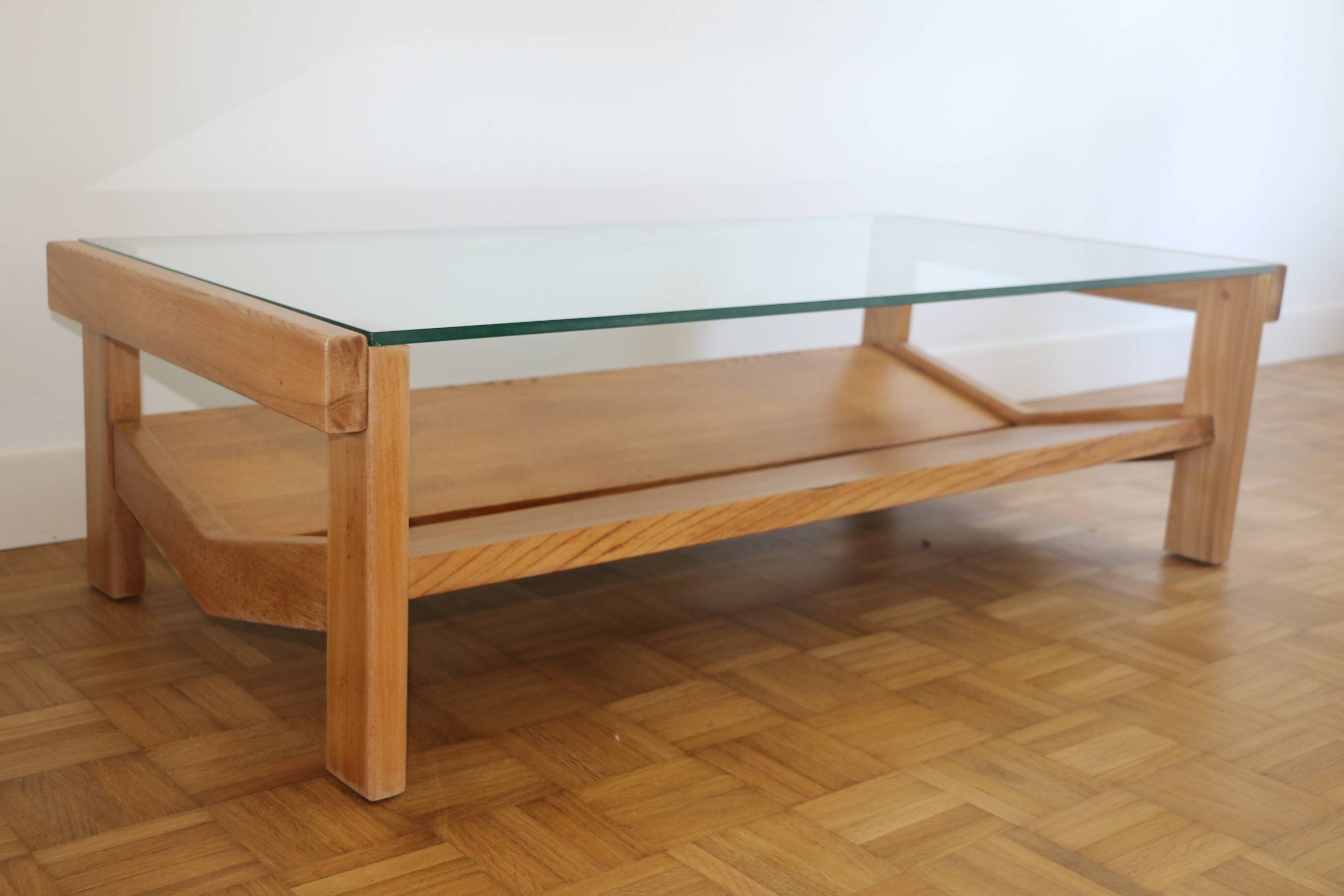 Oak and glass coffee table 1960