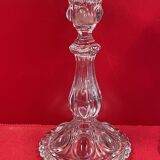 Set of 3 different candle holders, molded glass, very trendy 20 to 22 cm