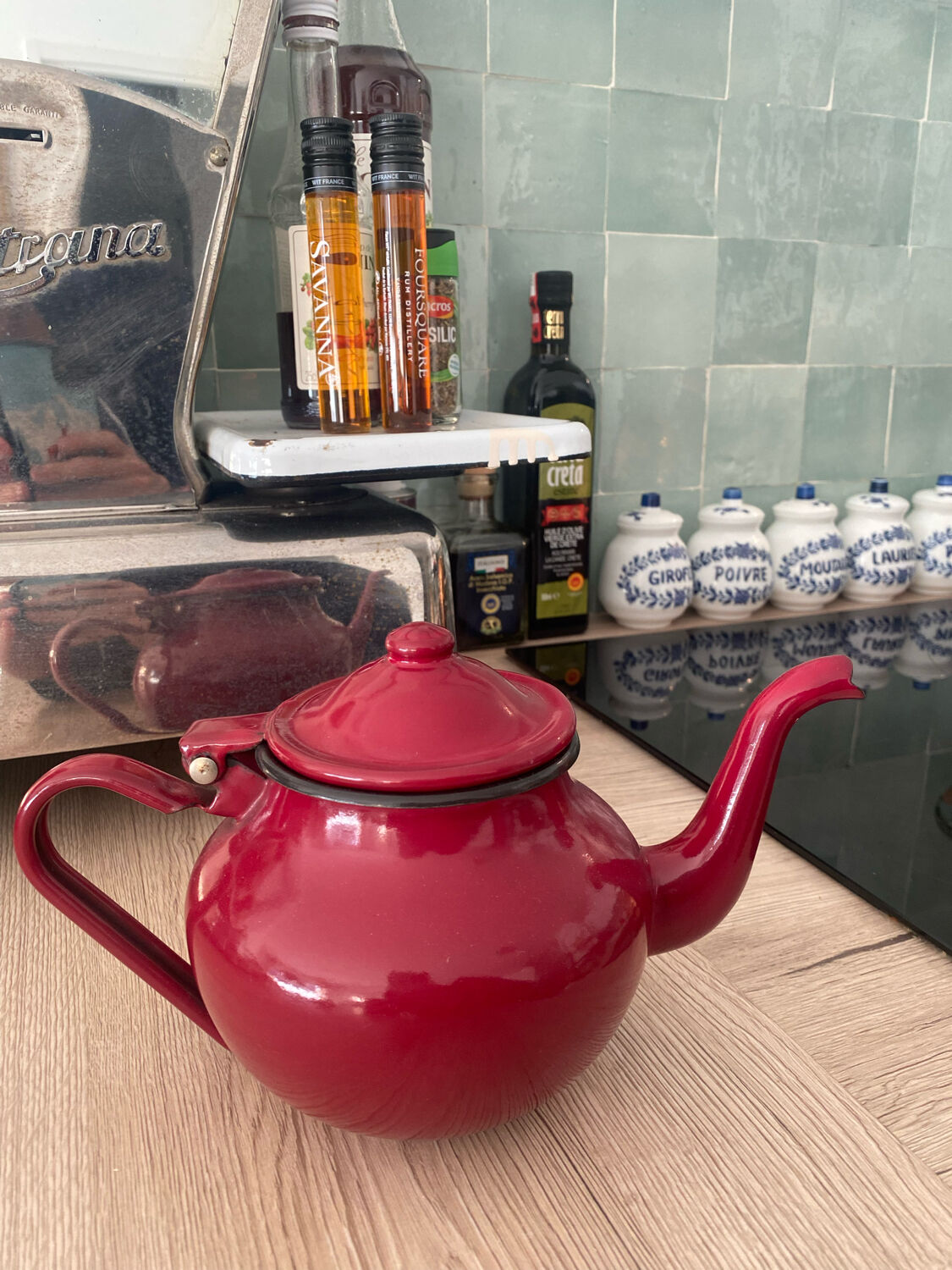 Burgundy glazed teapot