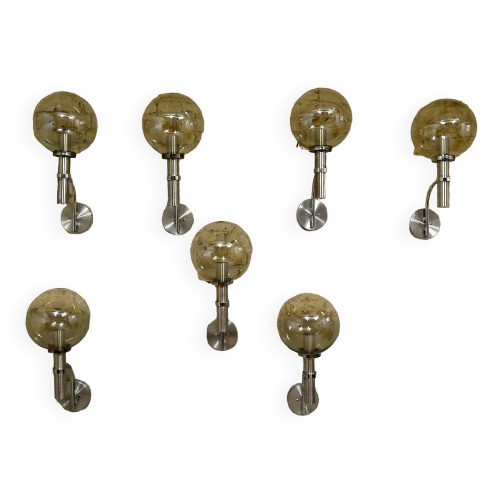 chrome & smoked glass wall light, 1970