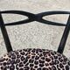 Set de 6 chaises salle à manger Mid Century laque noire peluche imprimé léopard