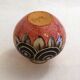Small Art Deco round vase signed A. Renoleau, stylised floral decoration 1920s.