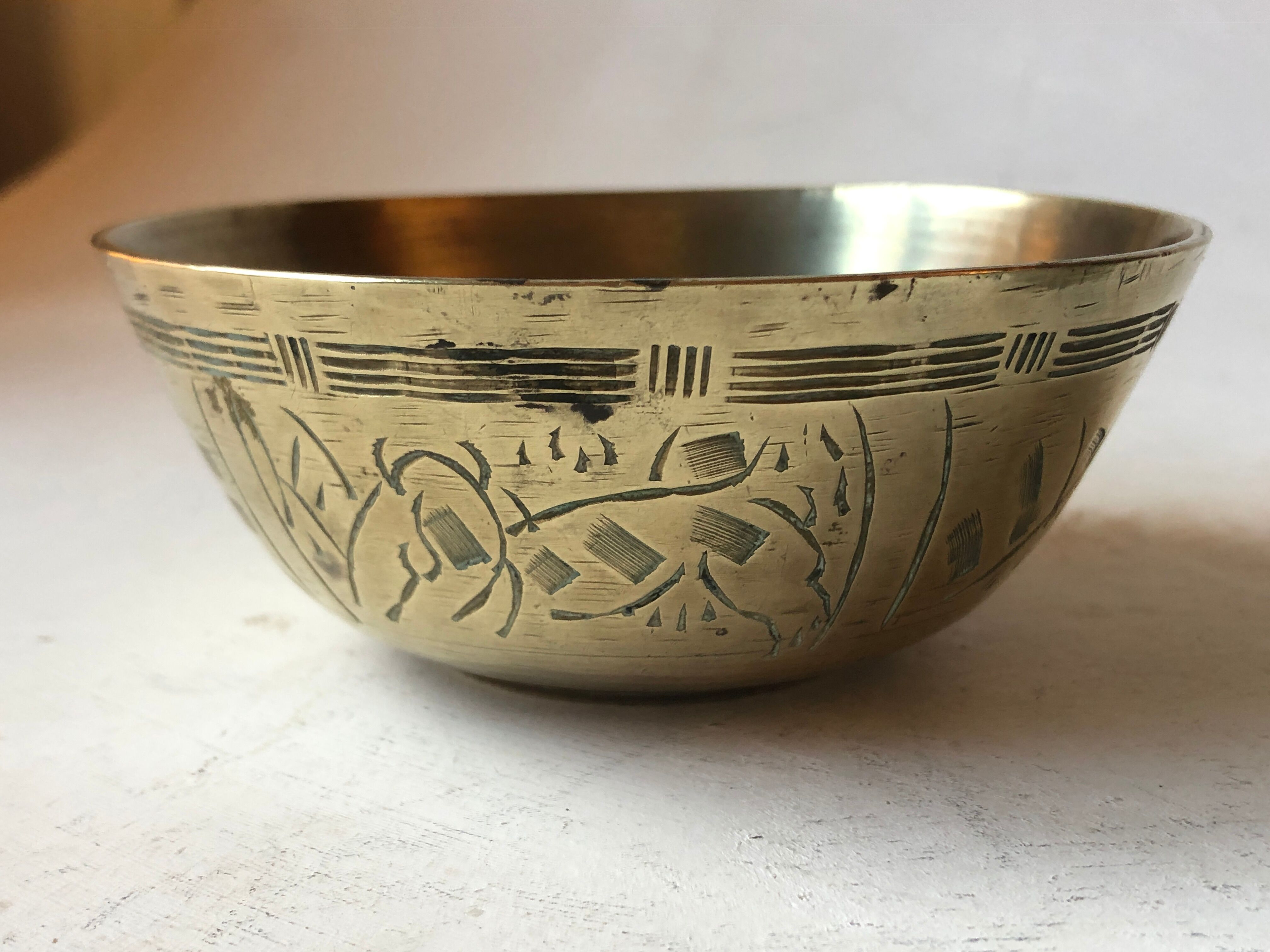 Set of brass Chinese cups