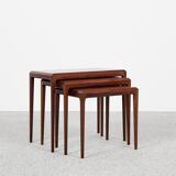 Midcentury Danish nest of 3 side tables in teak by Johannes Andersen for Silkeborg 1960s