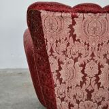 Mid-Century red and gold three-seater sofa by Paolo Buffa, Italy, 50s