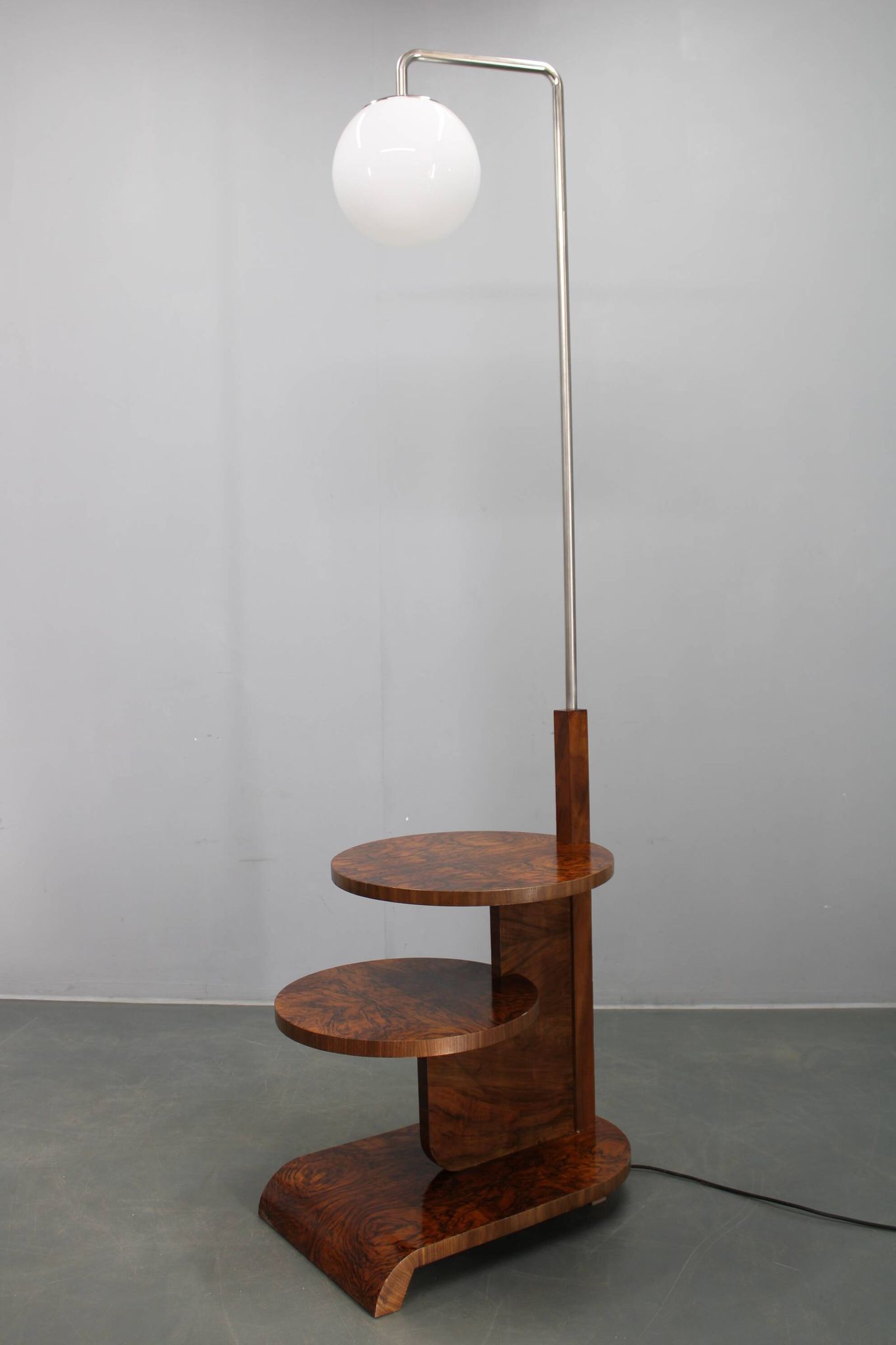Art Deco floor lamp with shelves, Czechoslovakia, 1930s