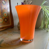 Vintage Opaline Glass Vase Orange - 1970s - Pop Style