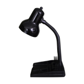 Black flexible desk lamp with built-in flashheld