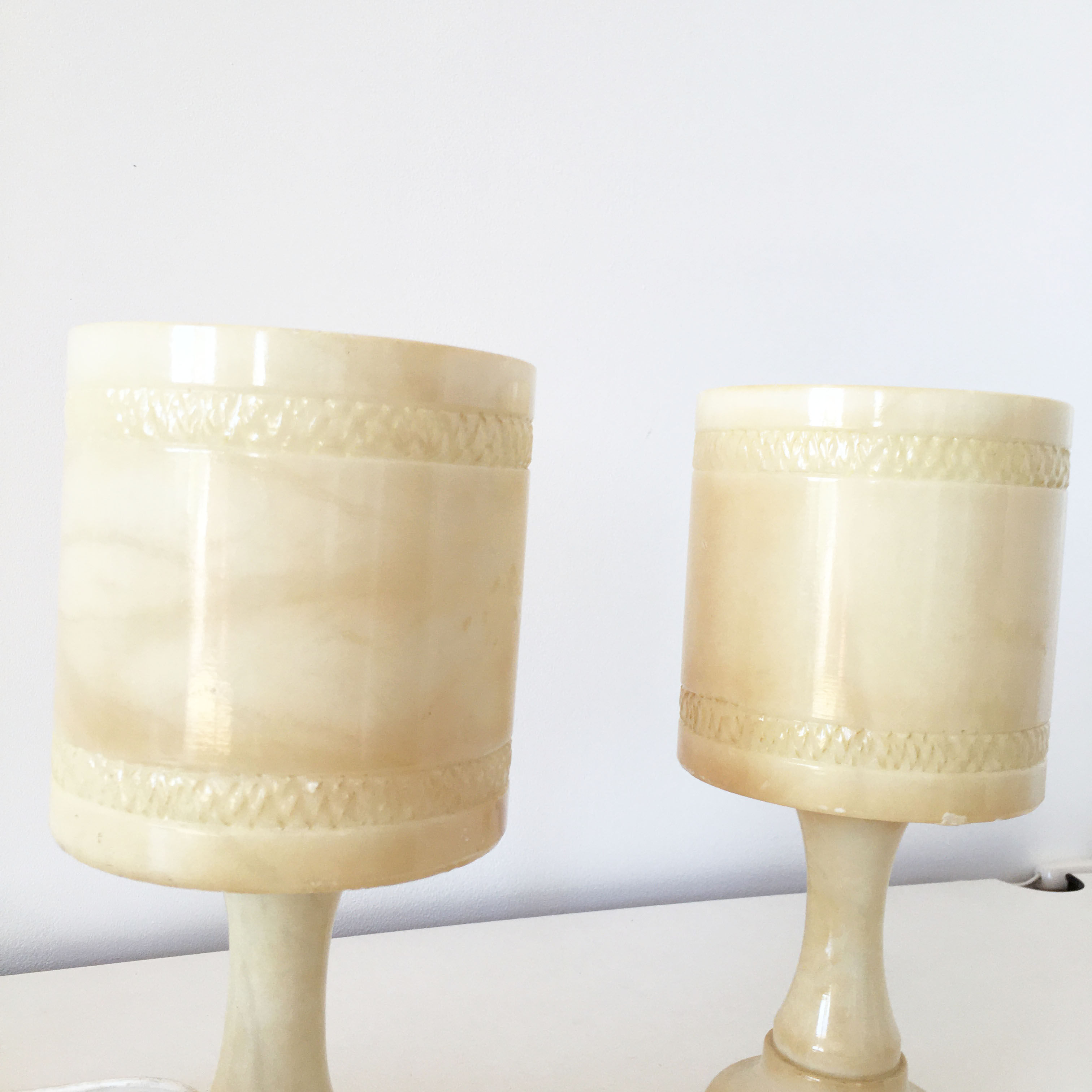 Pair of vintage alabaster lamps 1960