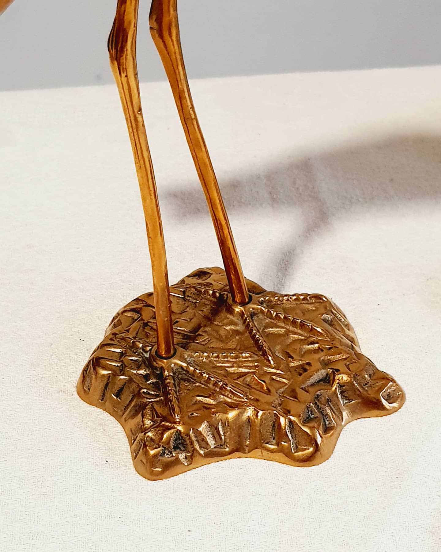 Couple of heron in vintage golden brass