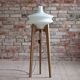 Space Age floor lamp in white glass and wood, 1960s