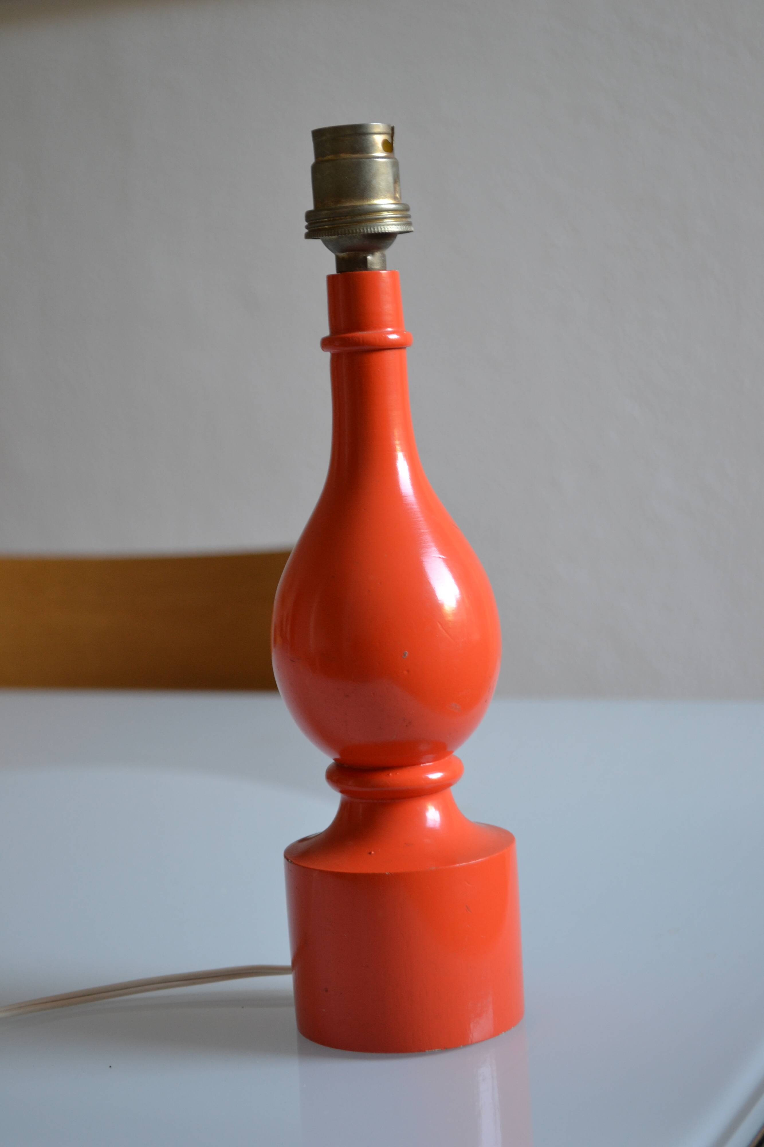 Orange lamp foot 70's philippe capelle