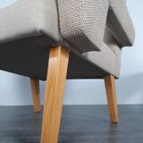 Pair of Jitona armchairs reupholstered Beige Fabric, Czech 1960s