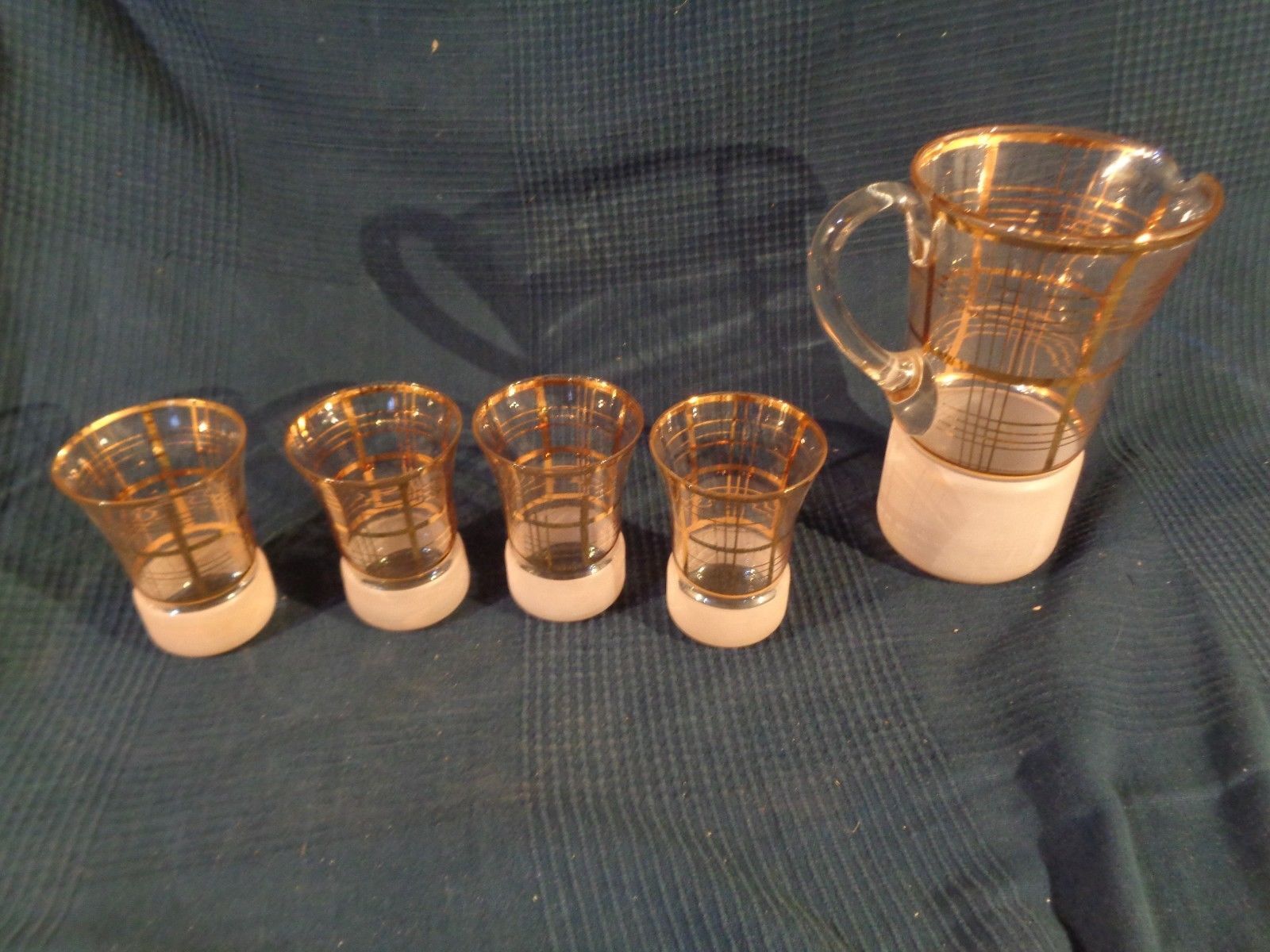 Carafe pitcher and crystal glass doree gilding old vintage gilding