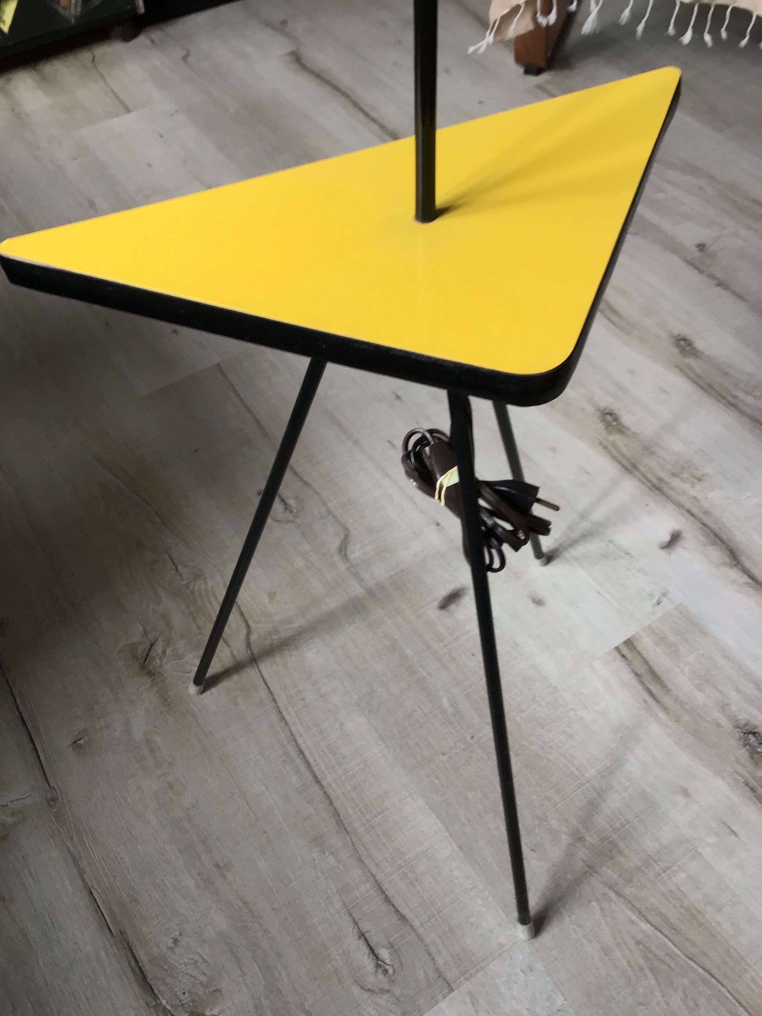 Vintage 70s formica yellow floor lamp
