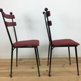 Paire de chaises années 50 métal et simili-cuir