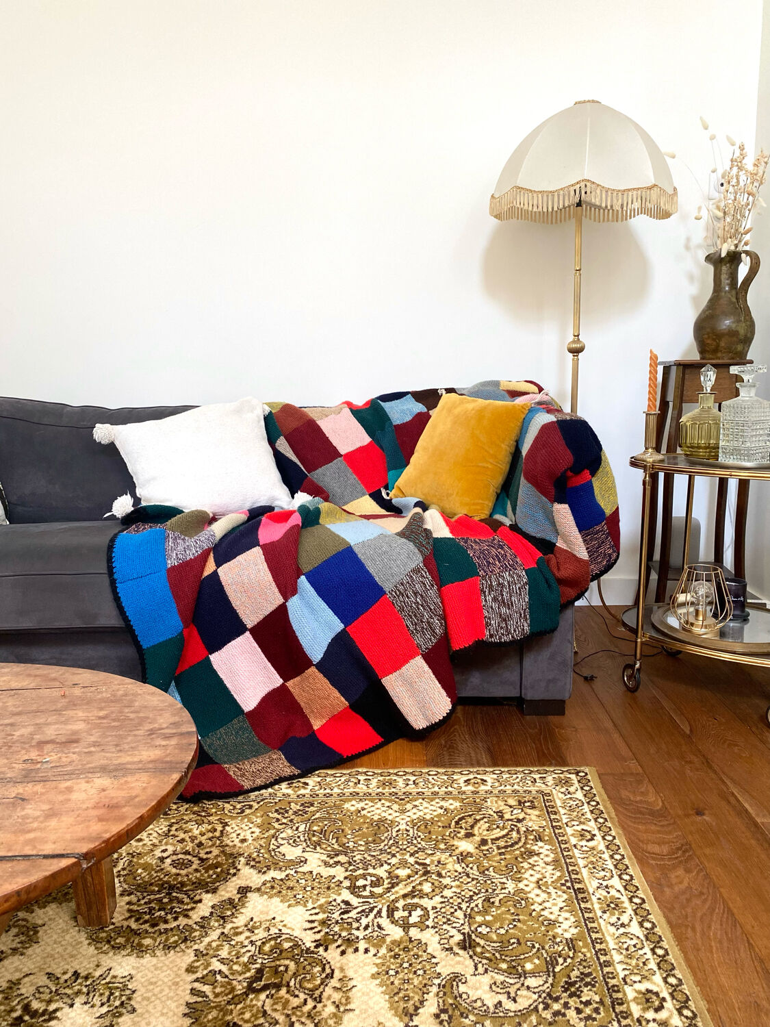 Handmade wool crocheted Granny square blanket