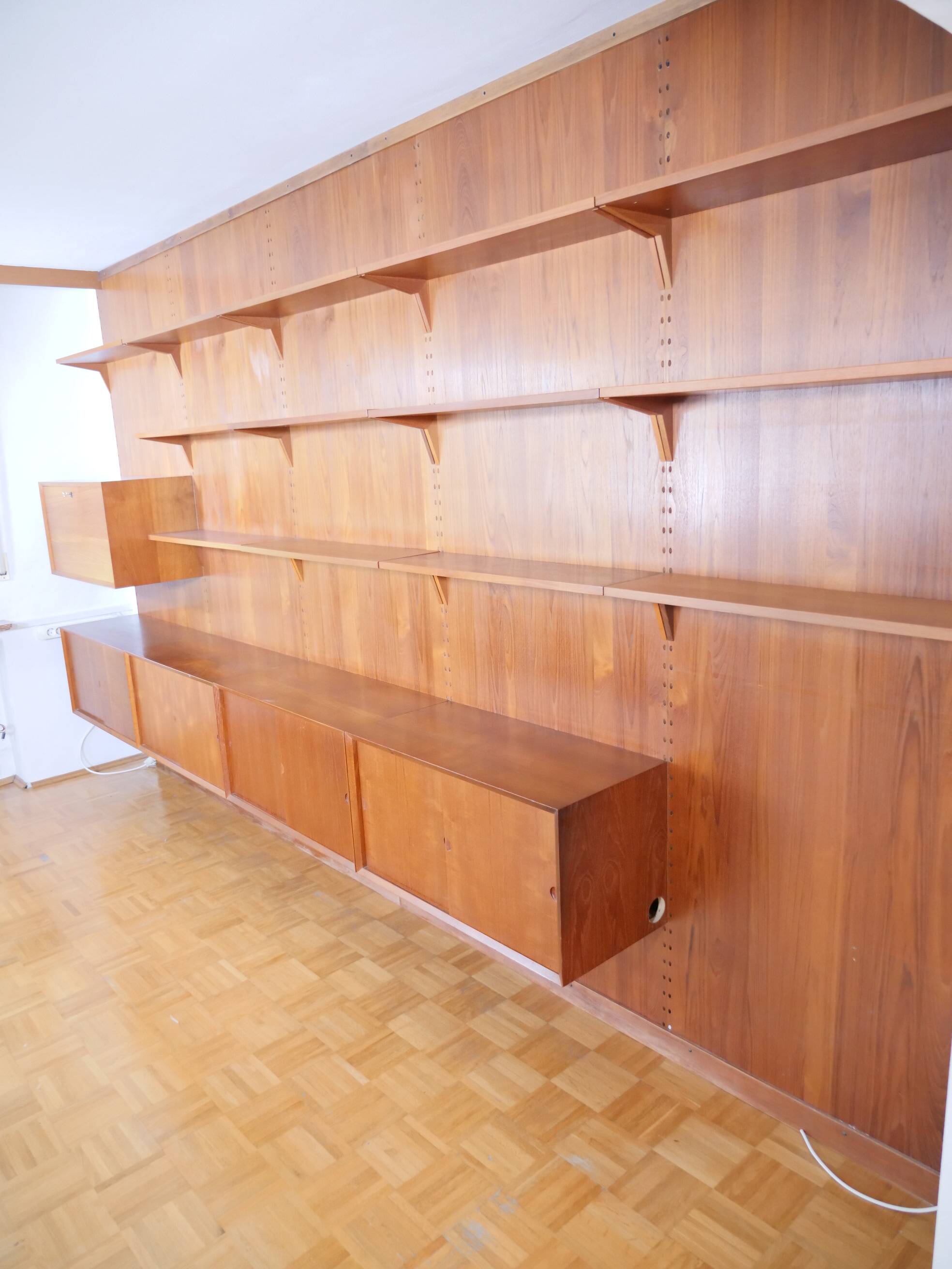 Modular teak shelving system by Poul Cadovius for Cado, 23 Set, 1960s