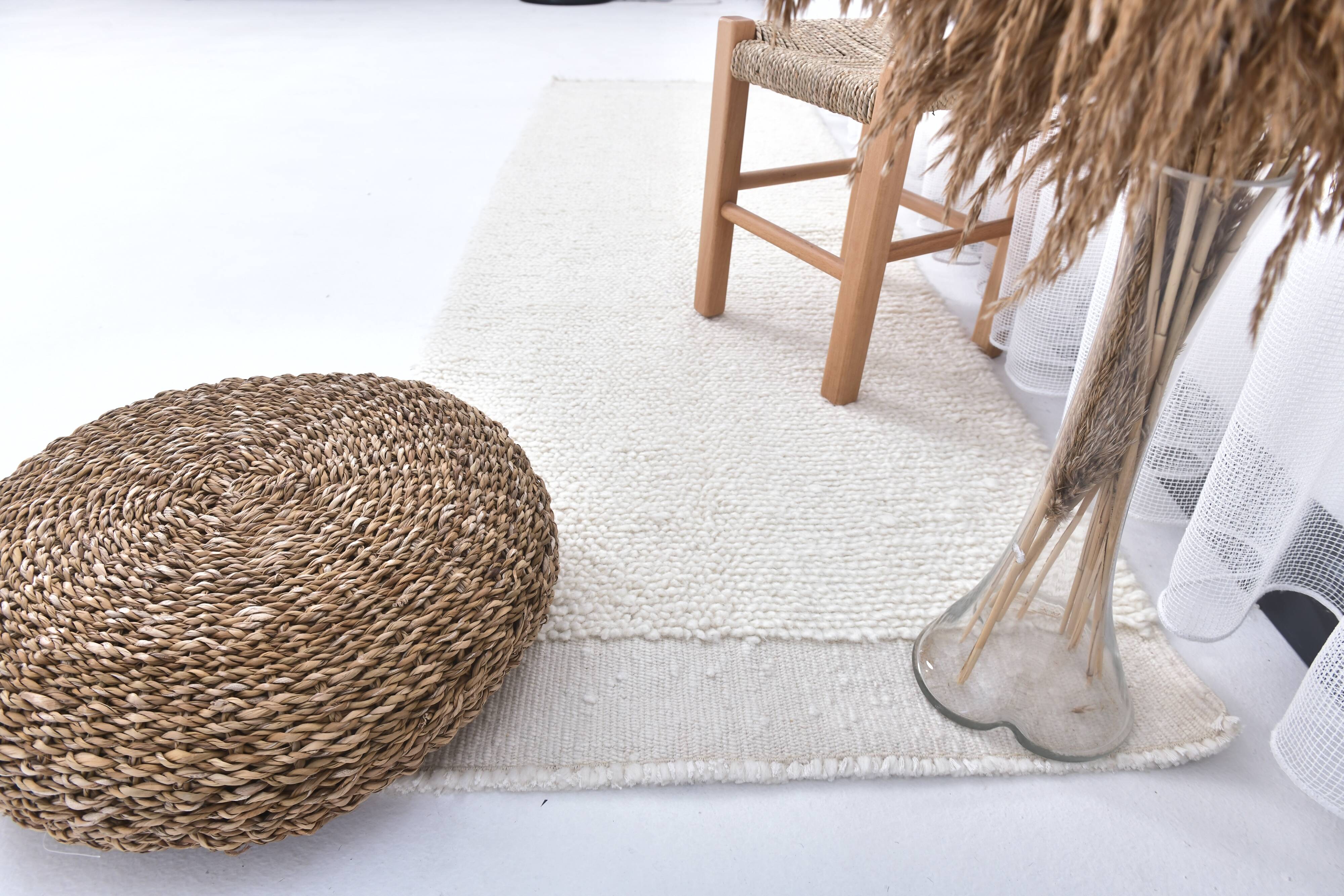 2x7 Neutral White Handmade Moroccan Runnner Rug, 66x216Cm