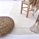2x7 Neutral White Handmade Moroccan Runnner Rug, 66x216Cm