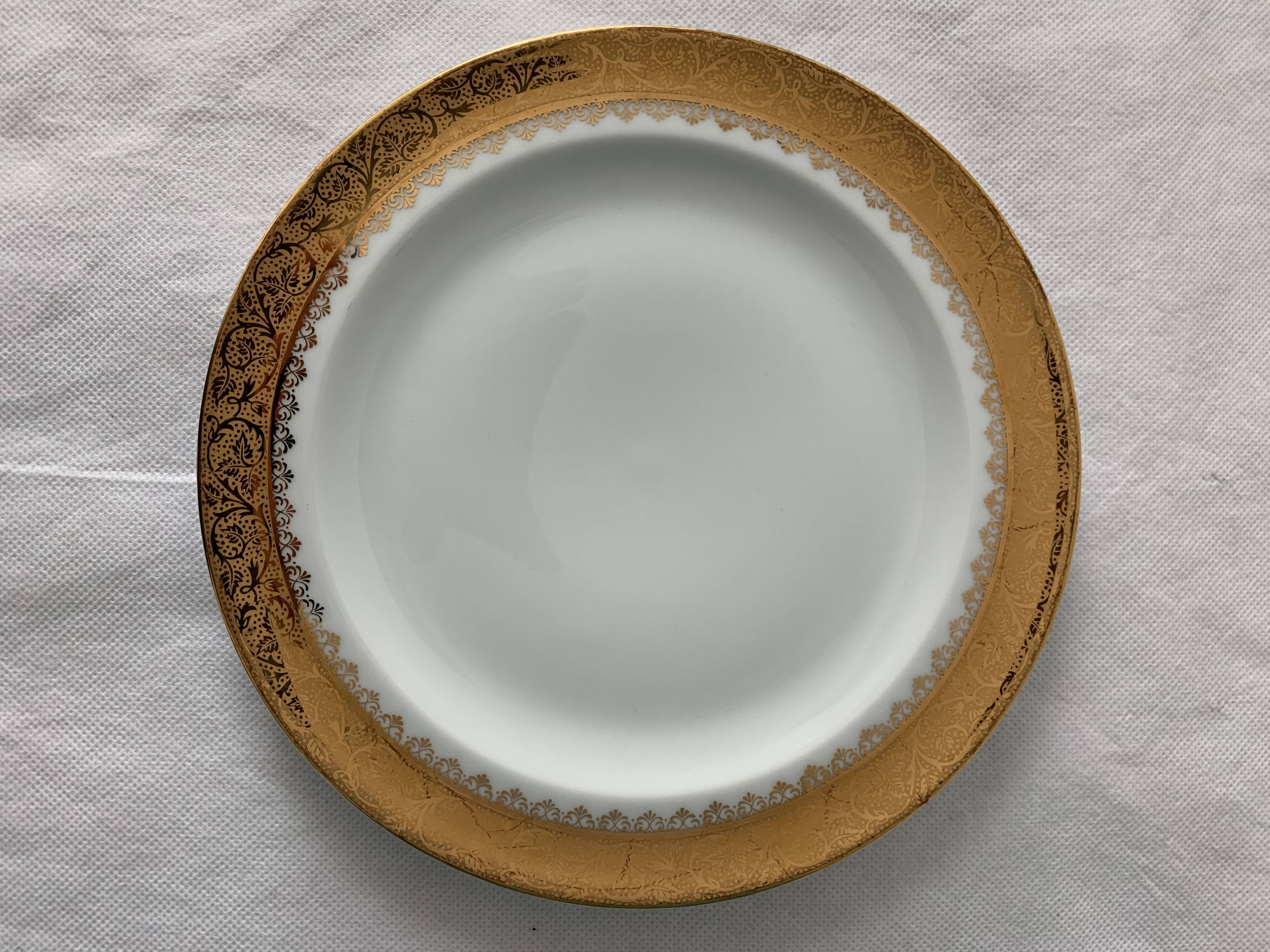 Cake service 6 dessert plates and 2 dishes Georges Boyer porcelain Limoges 1950