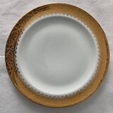 Cake service 6 dessert plates and 2 dishes Georges Boyer porcelain Limoges 1950