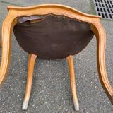 6 solid wood and leather chairs in Louis XV style