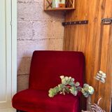 Vintage red velvet club chair