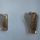 Pair of brass and curved glass wall lamps from the 80s