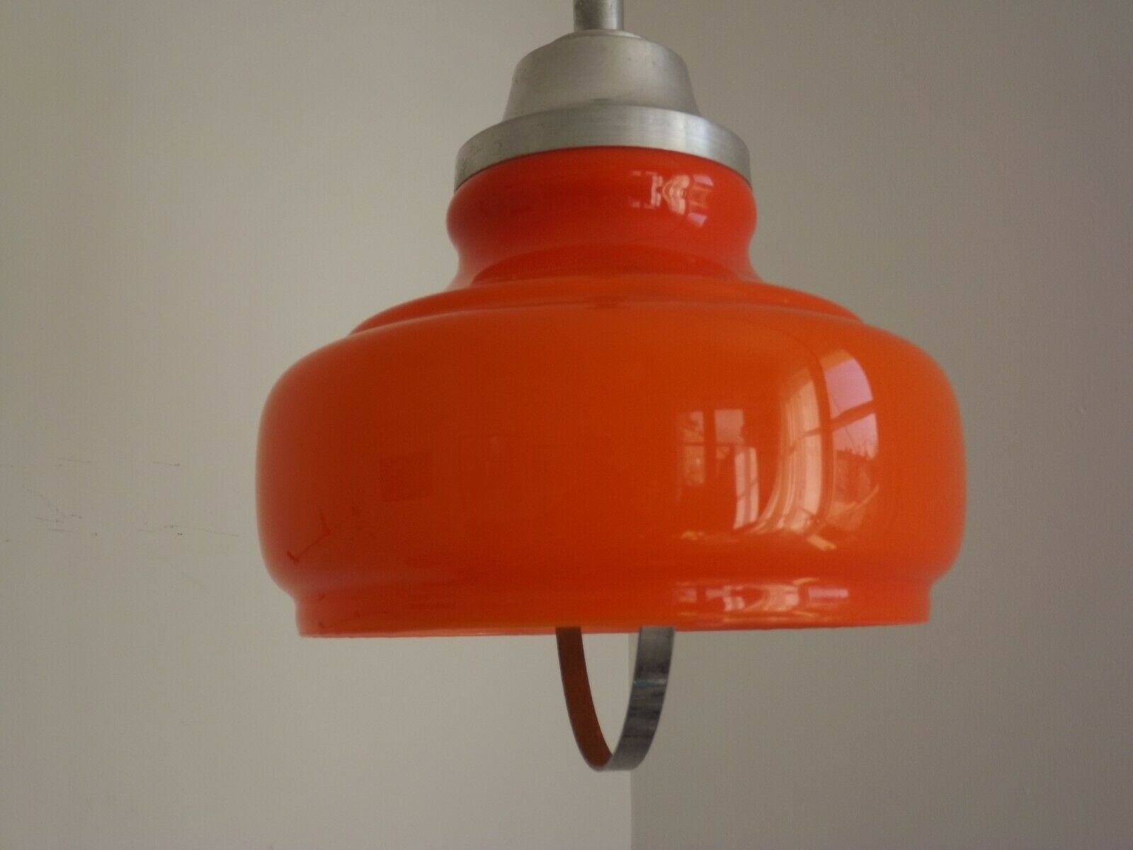 Vintage Italian 1970s Orange Glass Ceiling Light, ROLLY Rise & Fall System
