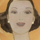Painted canvas depicting an elegant woman from the 1950s. Contemporary.