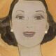 Painted canvas depicting an elegant woman from the 1950s. Contemporary.