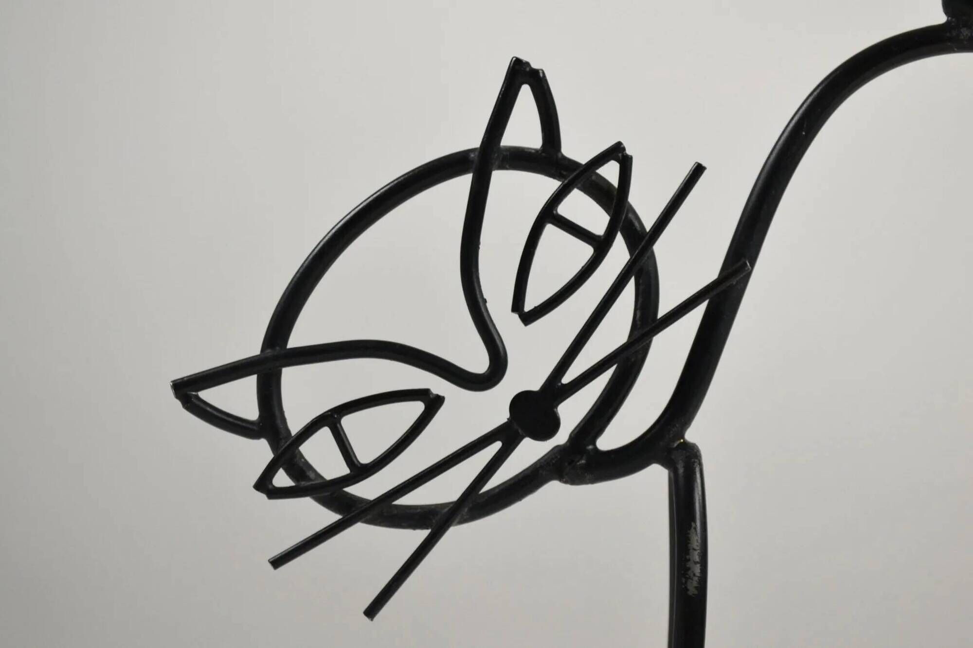Black Painted Metal Cat Candle Holder by Gunnar Ander for Ystad-Metall, Sweden, 1950s–60s