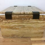 Table basse en travertin jaune, années 70/80