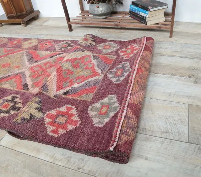 1970s Vintage Turkish Hand-Knotted Herki Runner 73x317