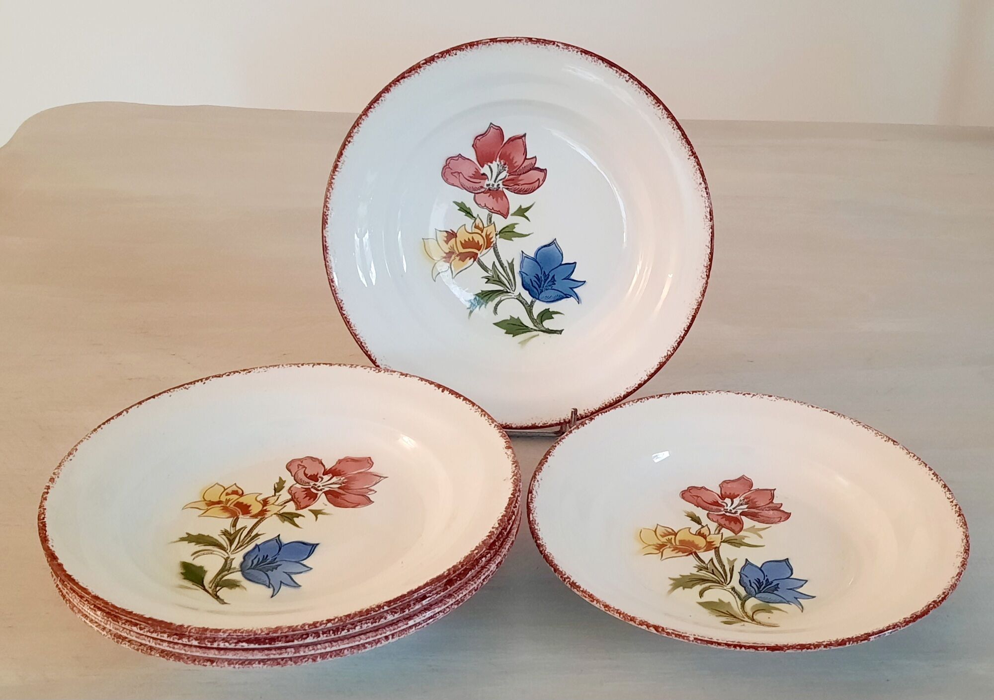 Hollow earthenware plates from Saint Amand Ceranord Vintage Maïté Model