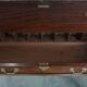 19th century English antique oak wall desk/writing table on wheels
