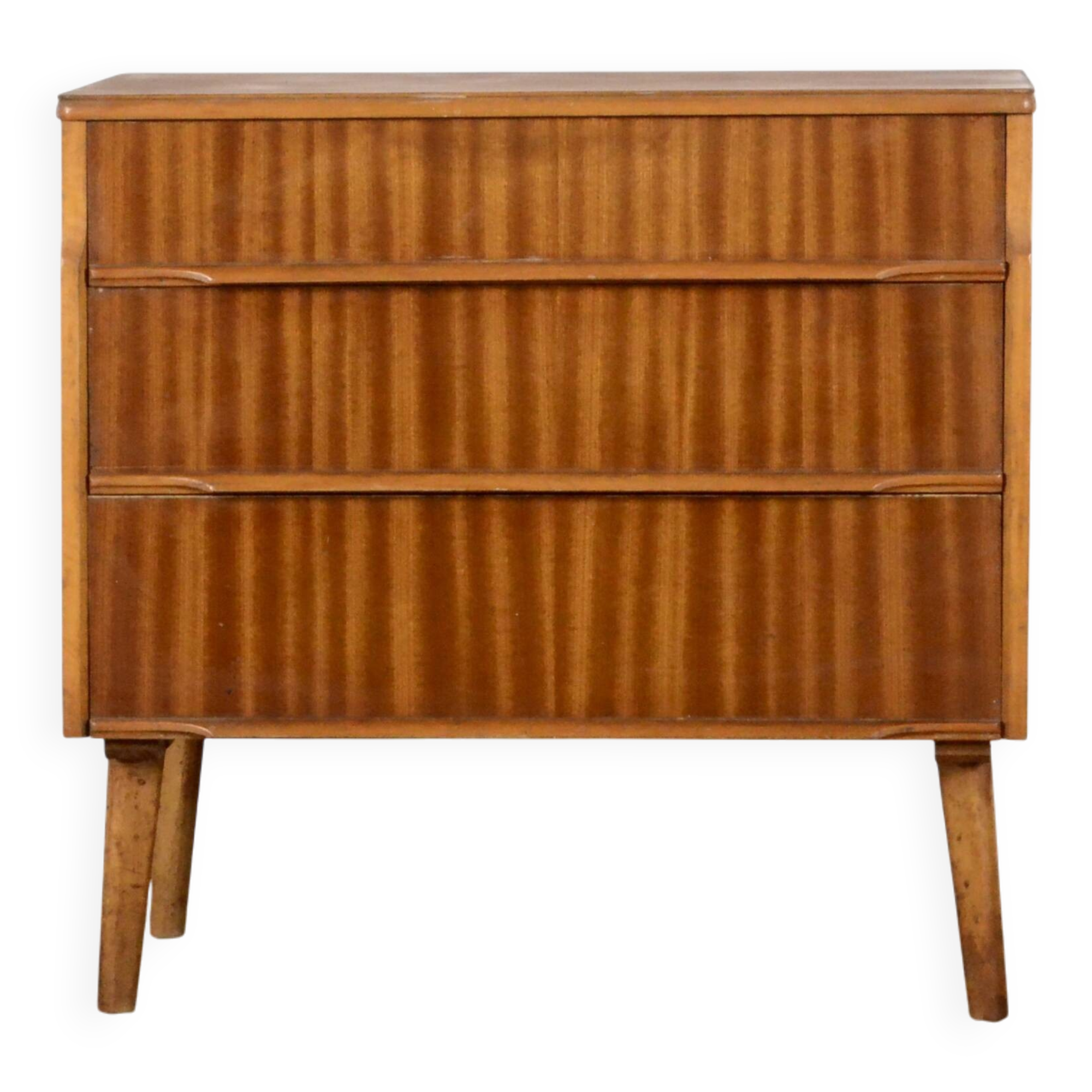 Vintage Midcentury Satinwood Chest Of Drawers / Tallboy. Delivery. Modern /