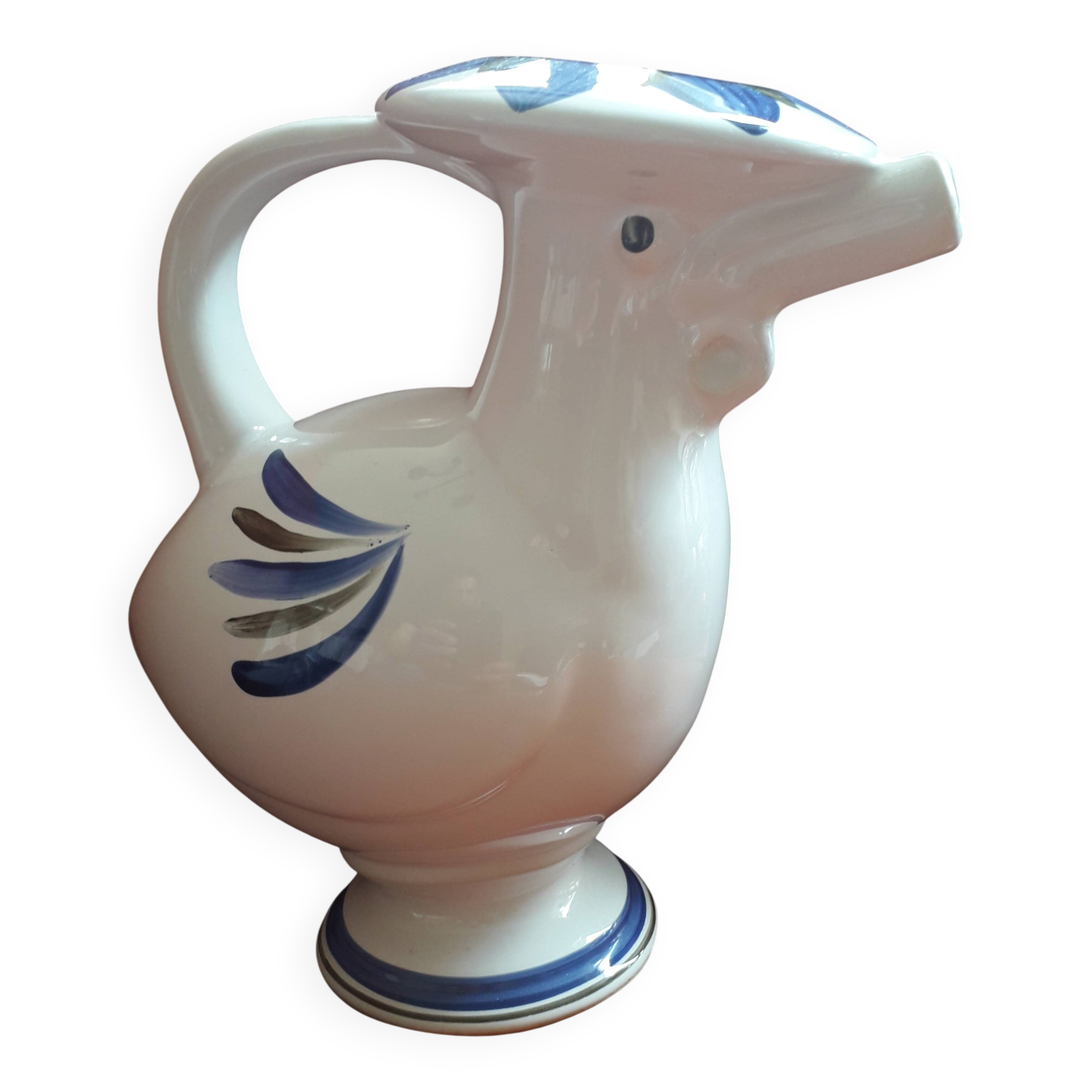 Zoomorphic vase in the shape of a bird made of Biot ceramic.