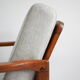 Fauteuil scandinave original des années 60, designer Z. Baczyk, couleur grise délicate, bois de teck